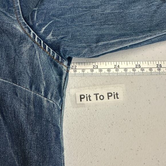 Lara Fashion Womens Denim Shirt L Chambray Button Front Utility Casual Boho - Picture 6 of 8